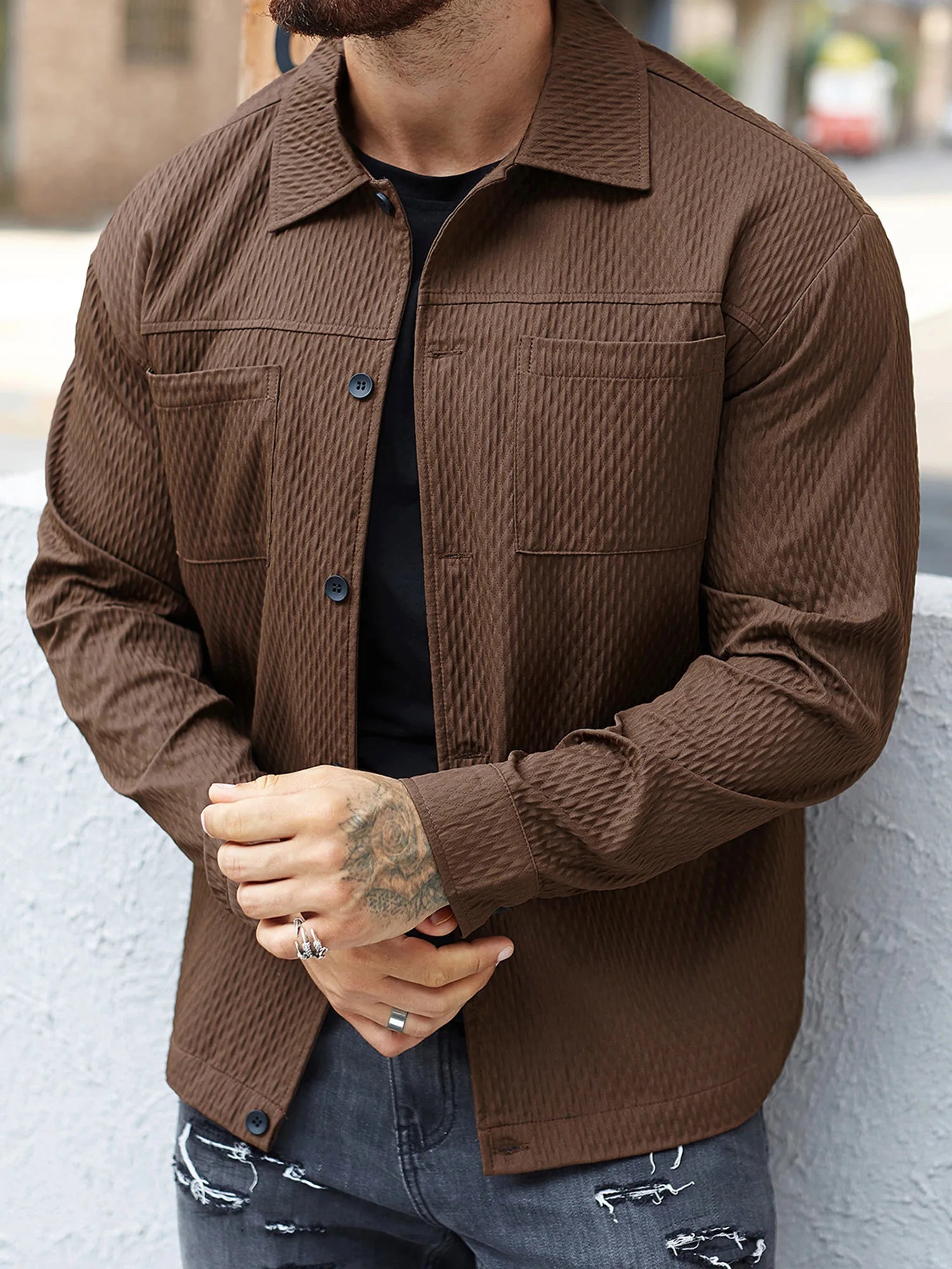 Casual Button-Up Shirt Jacket
